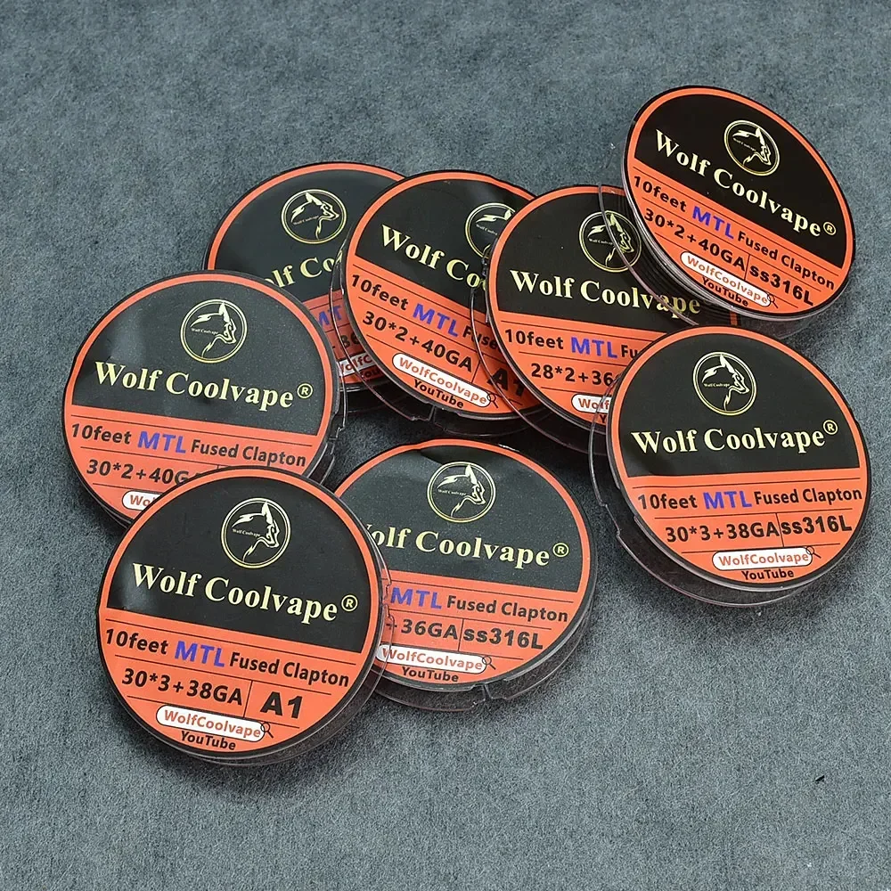 Wolfcoolvape Fused Clapton Wire MTL 10 Feet NI80 A1 SS316L Coil Wire for Kayfun X RTA MTL RDA RBA Vape DIY Rebuildable