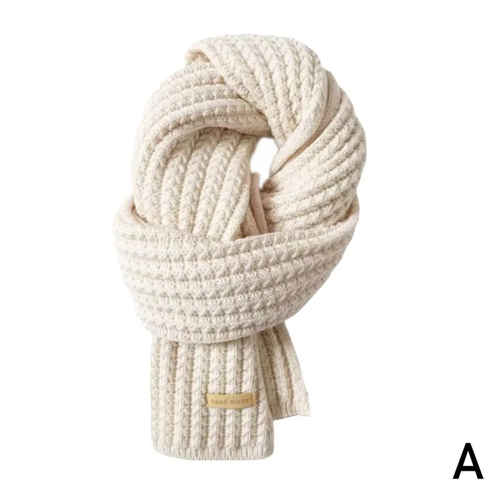 Winter Thickened Thermal Knitted Scarf For Women Men Solid Color Korean Warmer Long Size Scarve Christmas New Year Gifts Un S7Z2