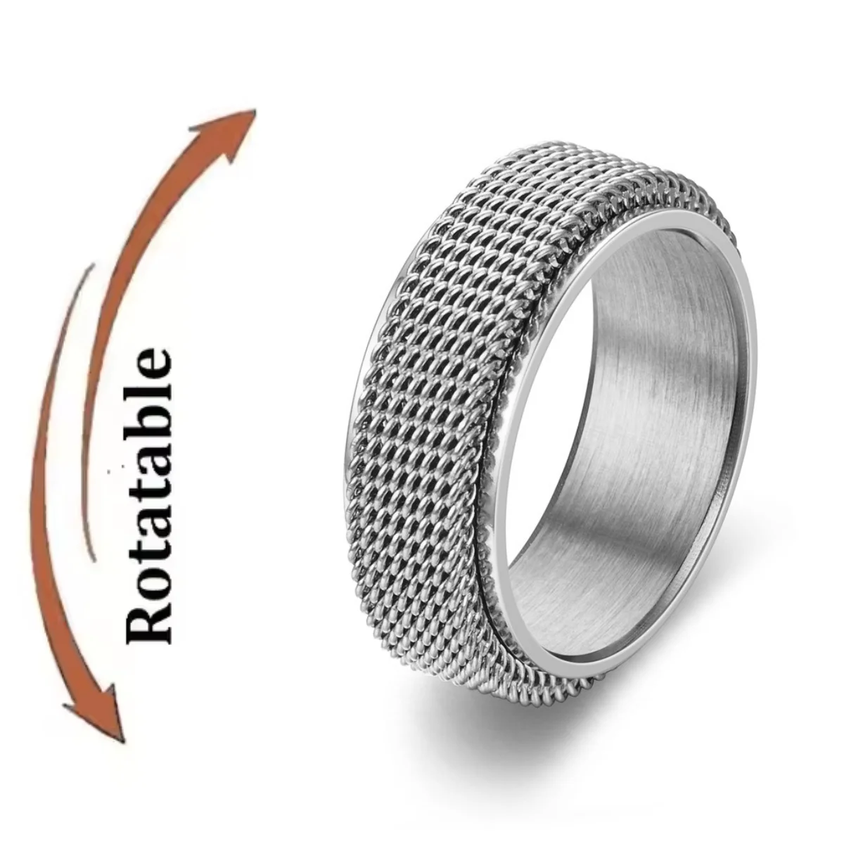 Anti Stress Stainless Steel Ring For Rotating Anxiety Relief Spinning Fidget Rings Punk Jewelry