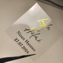 개인화 된 금박 웨딩 스티커 사용자 정의 이름 및 날짜 투명 봉투 인감 파티 호의에 대한 골드 웨딩 라벨