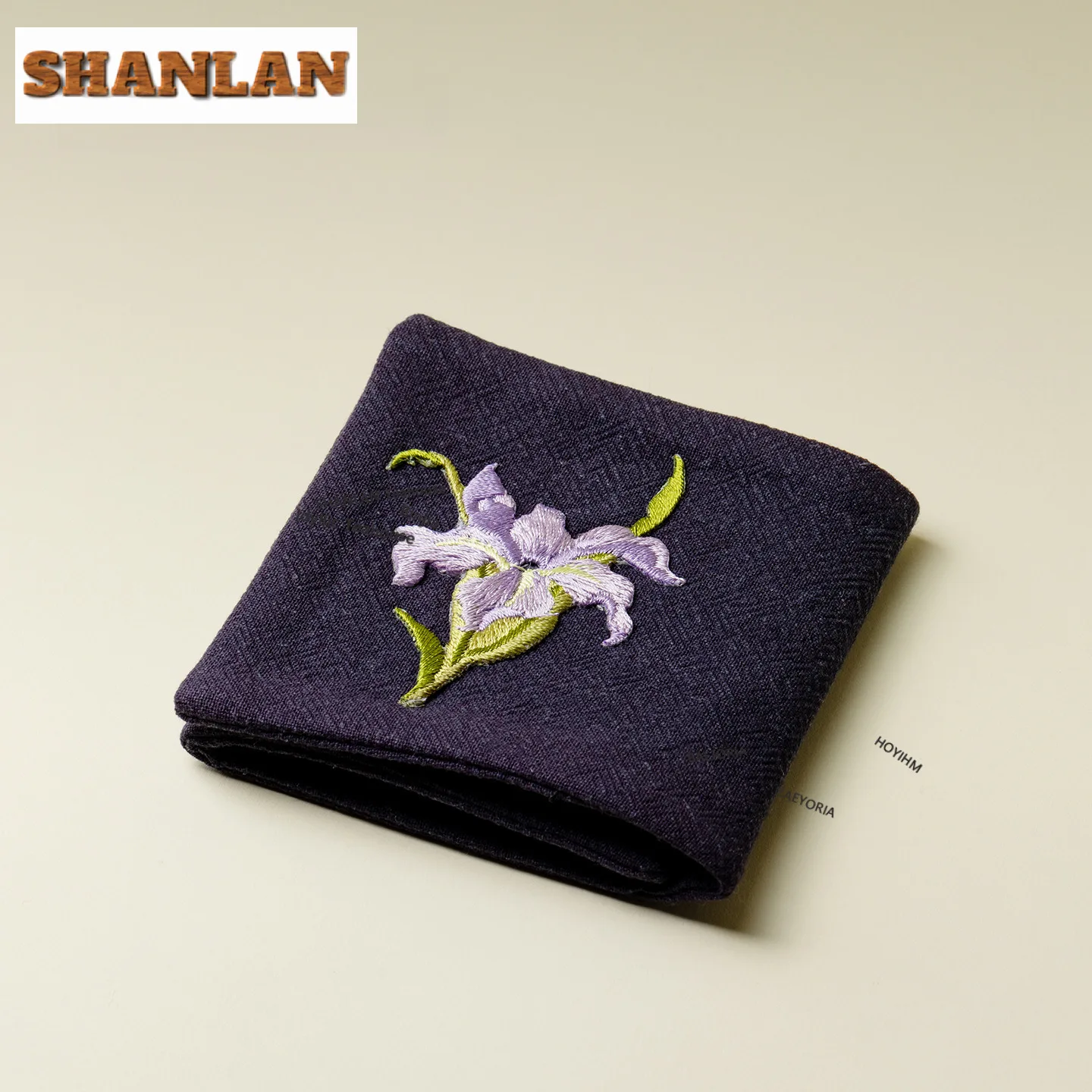 Cotton Linen Embroidered Iris Tea Towel Traditional Dish Towel Cloth Napkins Tea Napkins Household Tea Cloth Cha Ornaments Gifts