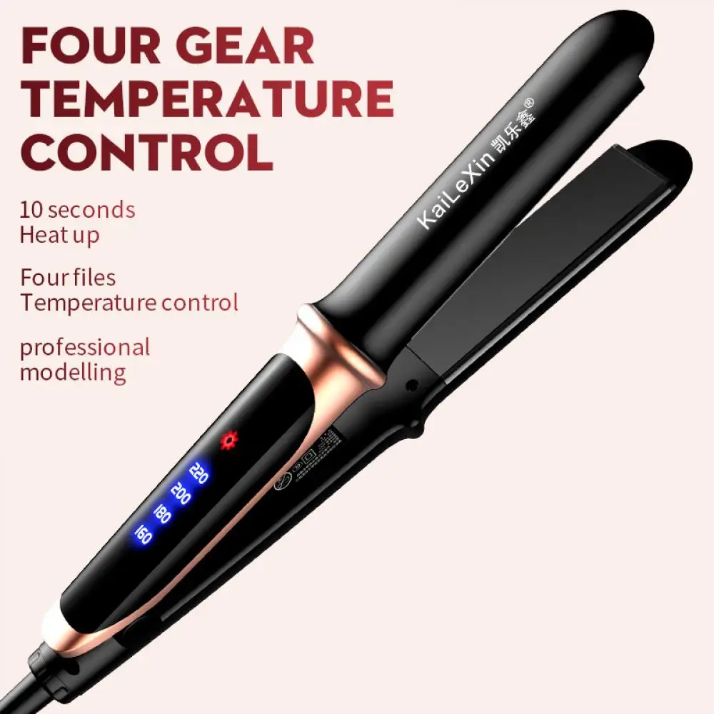 2 In1 Hair Straightener Flat Irons Four Gear Adjustable Temperature LCD Display Instant Heating Curling Iron for Wet or Dry Hair