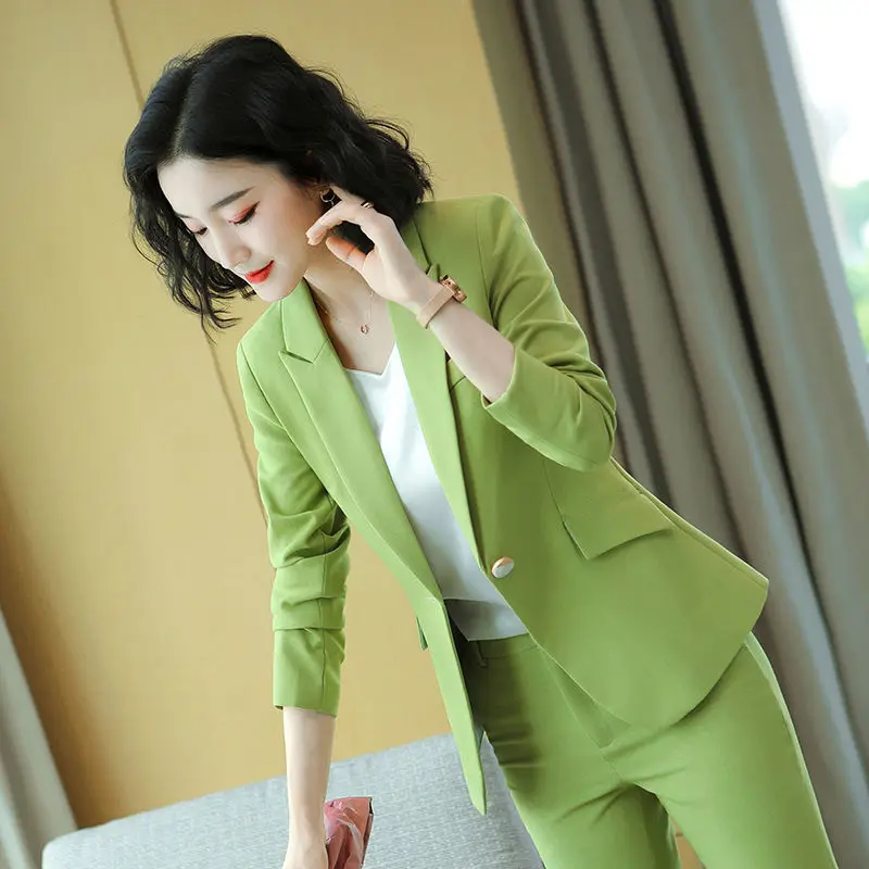 Korean Style Slim Fit Jacket Blazer Fashion Pencil Pants Two Piece Set Elegant Women\'s Pants Set Summer Office Outfits