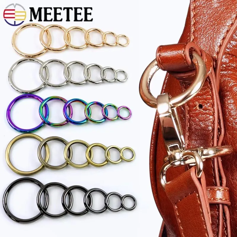 5/10 Stück 15-50mm Nahtlose Metall-O-Ringe für Taschenriemen, Hundehalsbänder, Gürtel, Schlüsselanhänger, Haken, Schlaufen, Lederzubehör