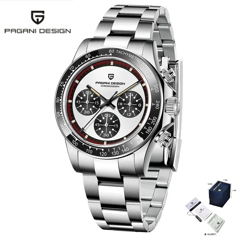 PAGANI DESIGN Men's Quartz Watch Fashion Ceramic Bezel Chronograph Waterproof 100m Stainless Steel New Brand Design