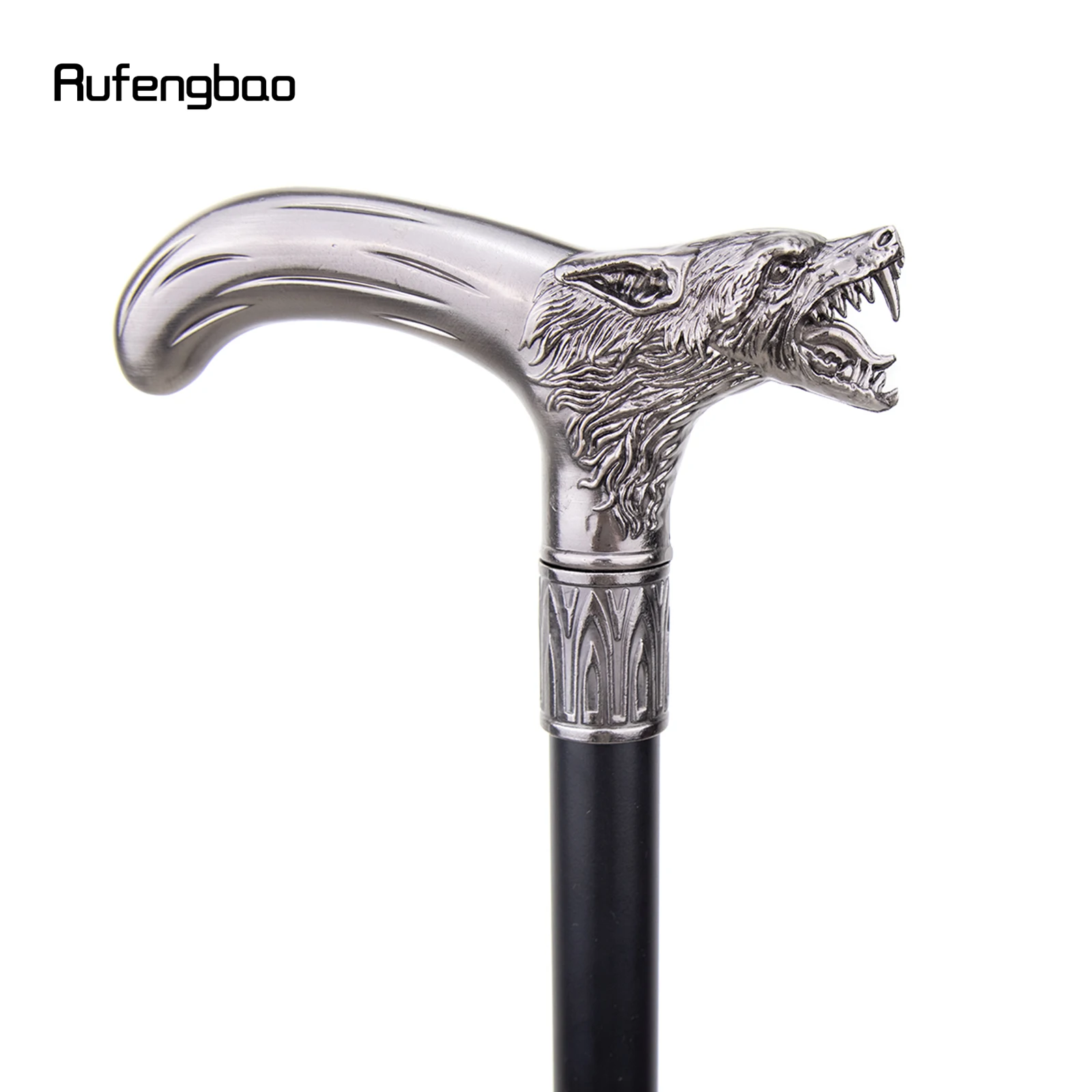 Wolf Head Biting Walking Cane Fashion Decorative Walking Stick Gentleman Elegant Cosplay Cane Knob Crosier 93cm