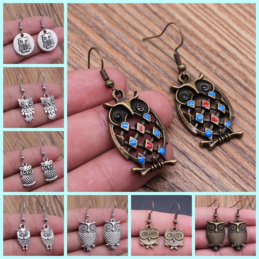 Vintage Wanita Perhiasan Grosir Gadis Ulang Tahun Pesta Klasik Burung Hantu Menjuntai Anting-Anting Bohemian Styleearrings untuk Wanita