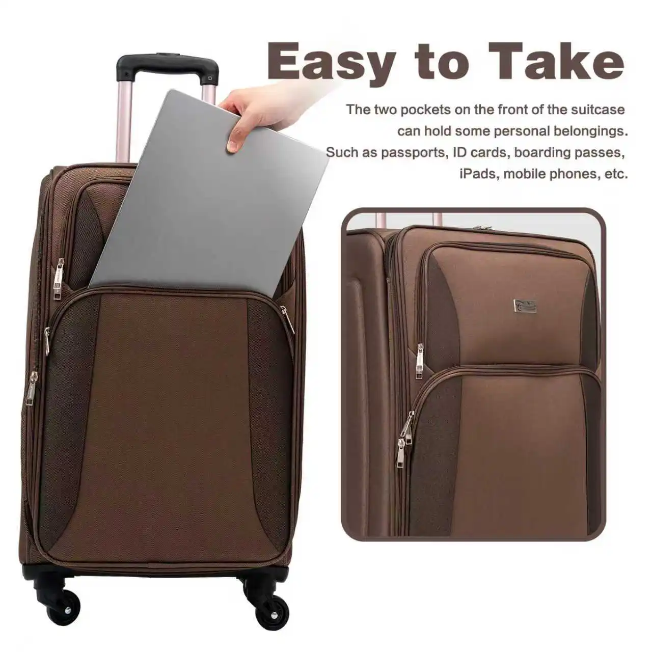 Polyester Softshell Luggage Expandable 4 Piece Set 20'' 24'' 28'' 32'' Suitcase Softside Lightweight Luggage Travel Set