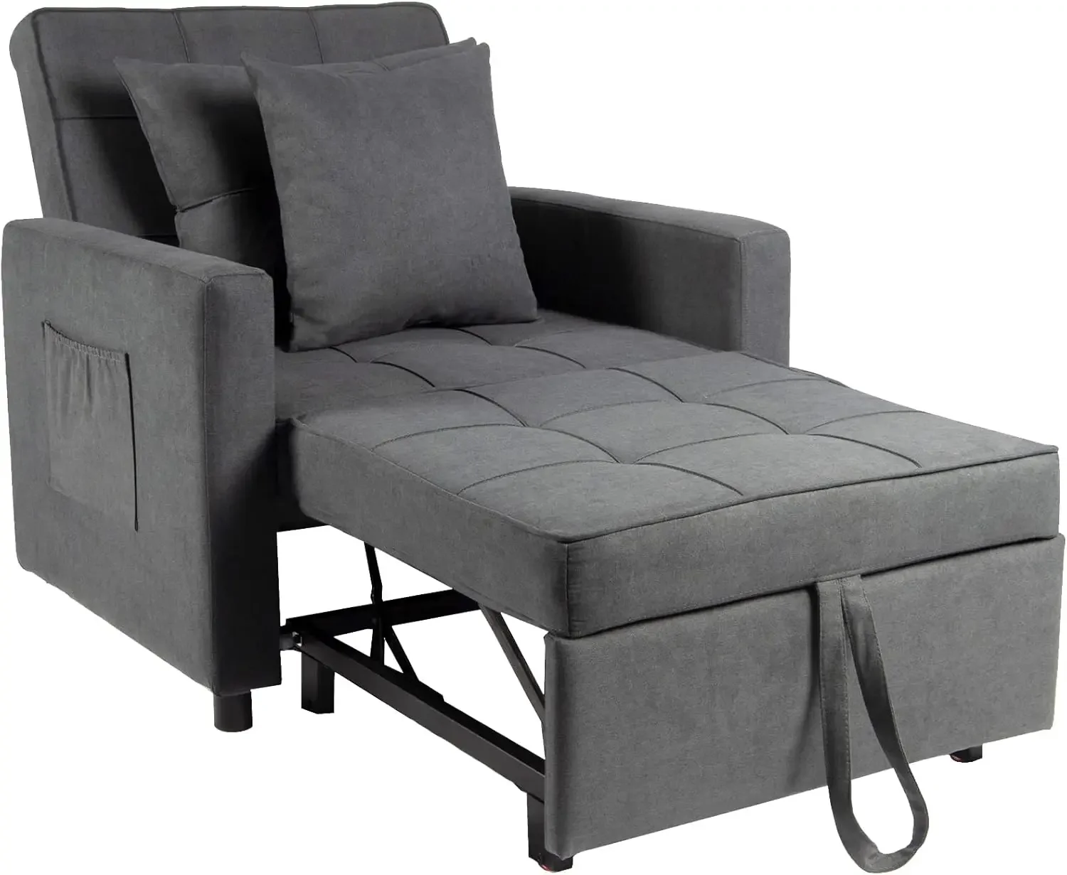 Aurora Sofa Bed Chair 3-in-1 Convertible, Lounger Sleeper, Single Recliner for Small Space with Adjustable Backrest (Dark Grey)