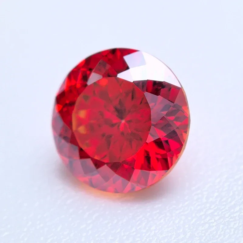 Moissanite Stone Garnet Color Round Shape 100 Faceted Cut Lab Grown Gemstone for Charms Women Jewelry with GRA Certificate