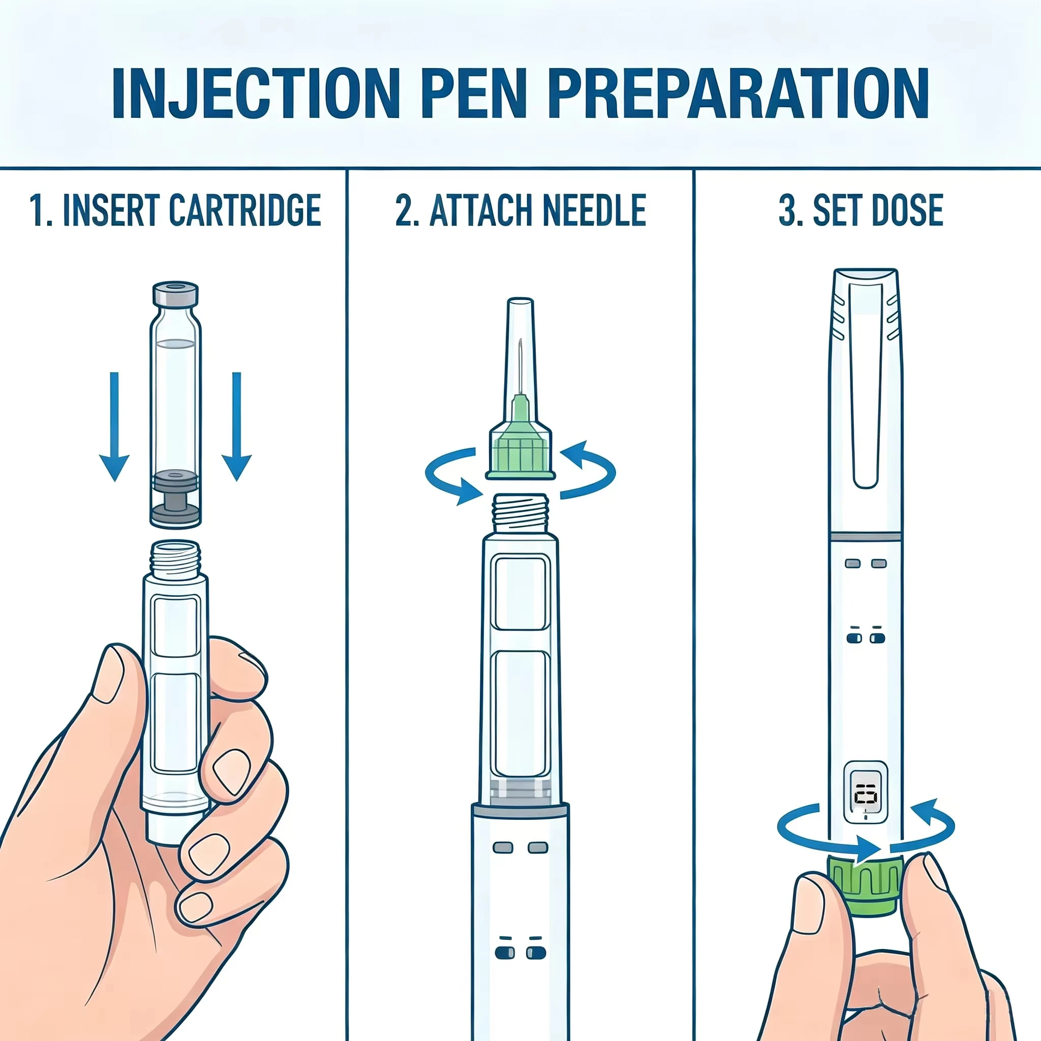 10-teiliges optionales Set 5mg 10mg dosierbarer Peptid-Pen aus Kunststoff, Einweg-Injektionspen mit 32G 31G Nadel und 3ml Glasfläschchen – Detail 6