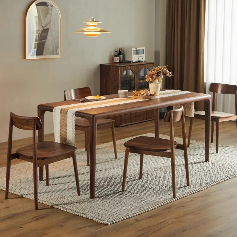 North American black walnut dining chair, Nordic modern restaurant home furniture, solid wood simple backrest