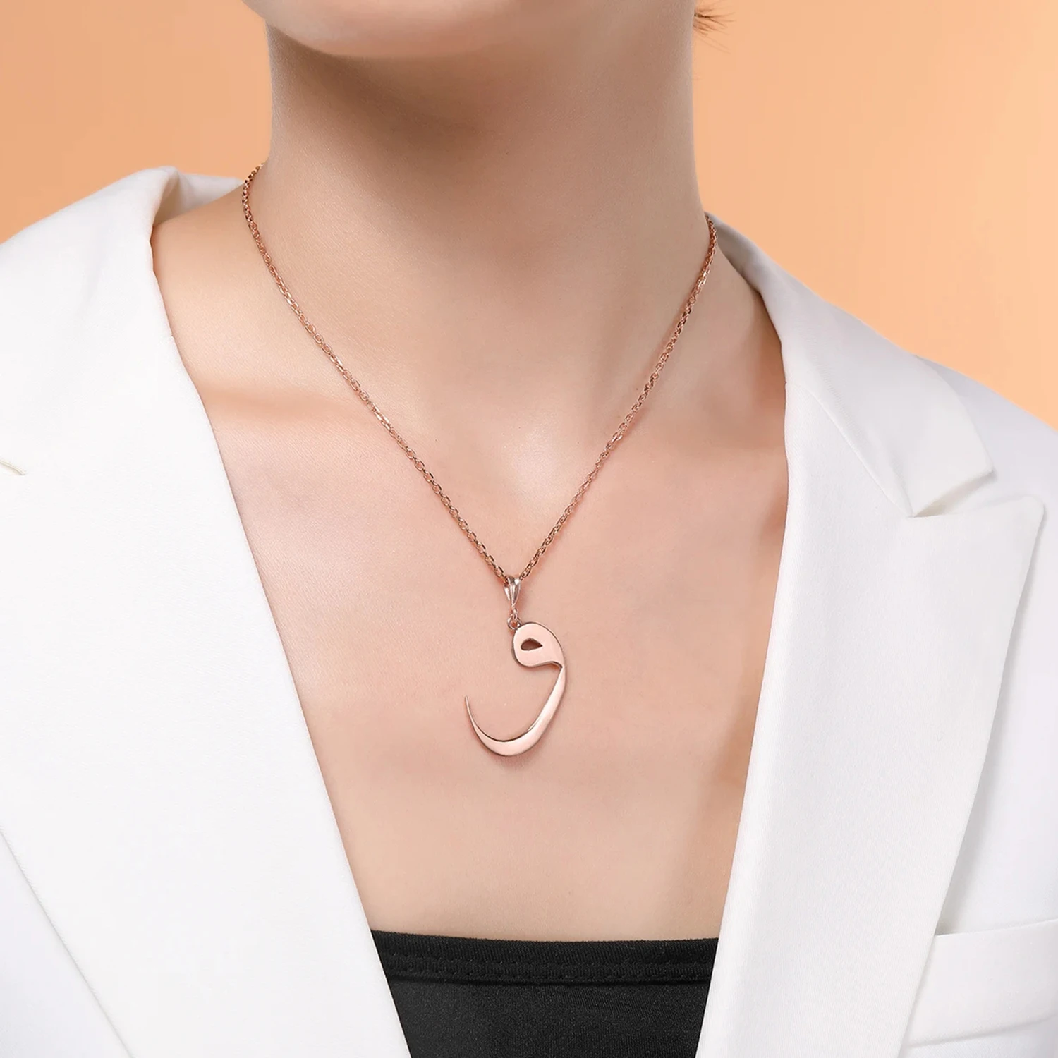 925 Silver Arabic Alphabet Necklace 3-5cm Pendant Muslim Eid Gift Personalized Women's Men's Jewelry