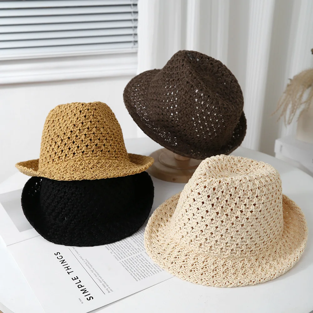 Women's Vintage Jazz-inspired Fisherman Bucket Hat Summer Breathable Sunscreen Sunshade Sun Hat