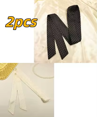 Fashion Dot Ribbon Silk Scarf Women Thin Neck Scarves Lady Small Shawls Bandana Narrow Female Neckerchief Dress Accessories - Image 23