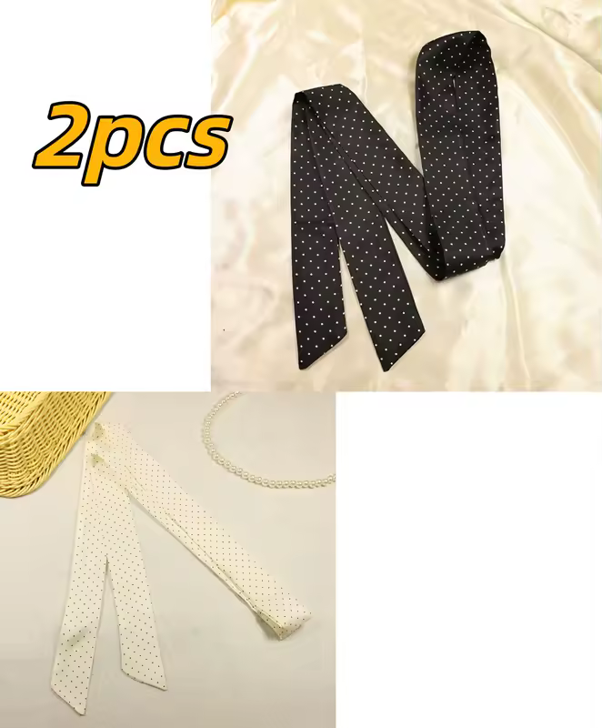 Fashion Dot Ribbon Silk Scarf Women Thin Neck Scarves Lady Small Shawls Bandana Narrow Female Neckerchief Dress Accessories - Image 23