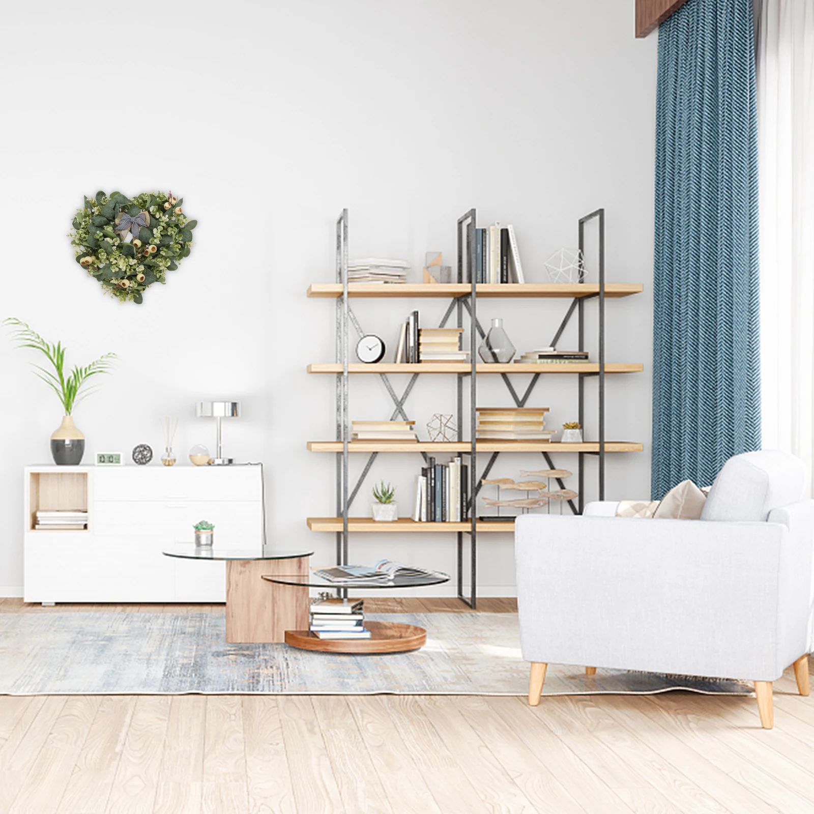 

Delicate Artificial Wreath Pendant Realistic Eucalyptus Decorative Door Wreath for Home Wedding Fake Flower Hanging Decor