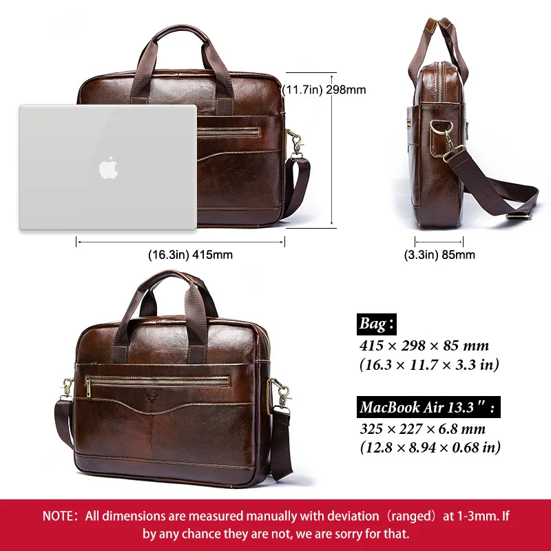 حقيبة ريترو بكتف واحد للرجال، تخزين كمبيوتر من الجلد الطبيعي، حقيبة يد ذات سعة كبيرة، حقيبة رجال الأعمال عبر الجسم #2