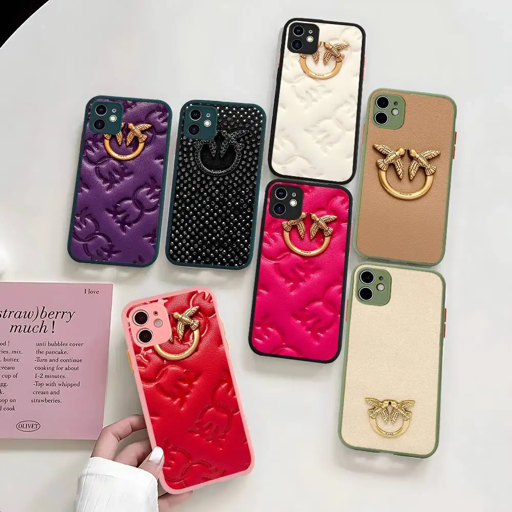Luxuriöses Design P-Pinko für iPhone 11 12 13 14 15 16 Pro Max Plus Matte Transluzente Handyhülle