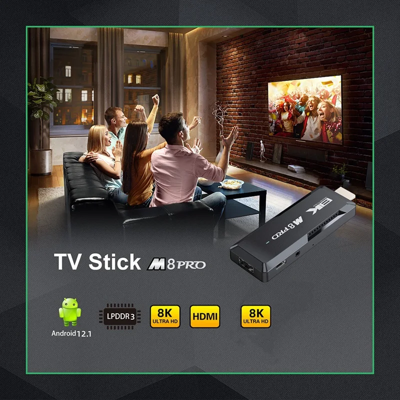 M8 PRO TV Stick 2GB 16GB Android 12.1 Smart TV Box Aiiwinner H313 2.4G + 5G ثنائي النطاق WIFI Android مشغل الوسائط سهل الاستخدام