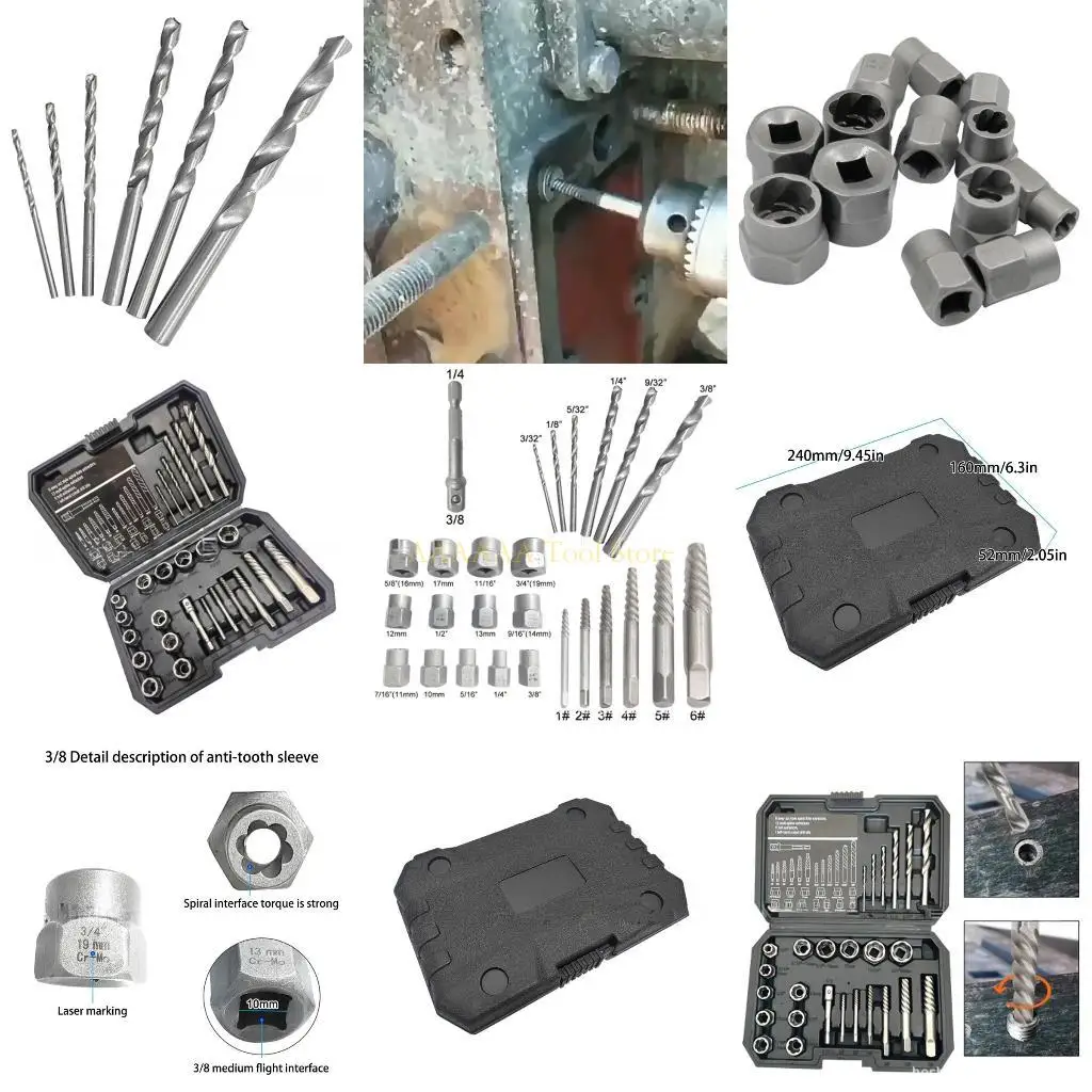 

A2BE 26Pcs Damaged Screw Extractor Remover for Stripped Head Screws Bolts