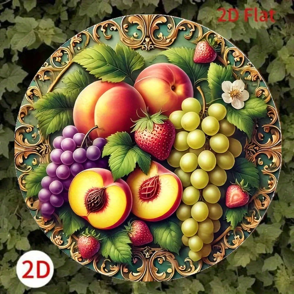 빈티지 과일 테마 복숭아, 포도, 딸기, 꽃무늬 금속 장식 고급스러운 주방용 홈 선물