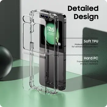 適用於三星 Galaxy Z Flip 6/7 的氣囊透明保護殼,Z Flip 6/7/5/4/3 壓克力 PC 背板軟 TPU 邊框,適用於 Galaxy ZFlip6 保護套 6 最佳銷售 三星翻蓋3手機殼 - №2