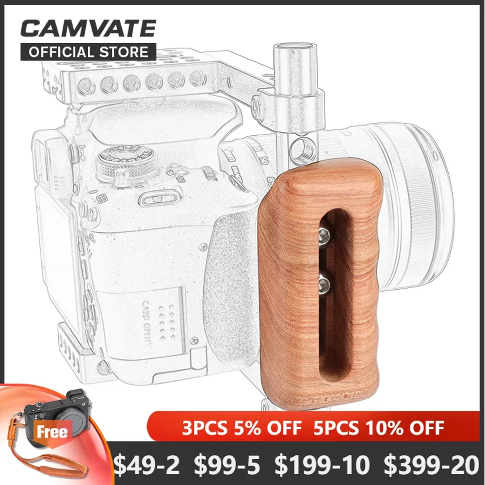 CAMVATE Wooden Camera Side Handle R/L With 1/4