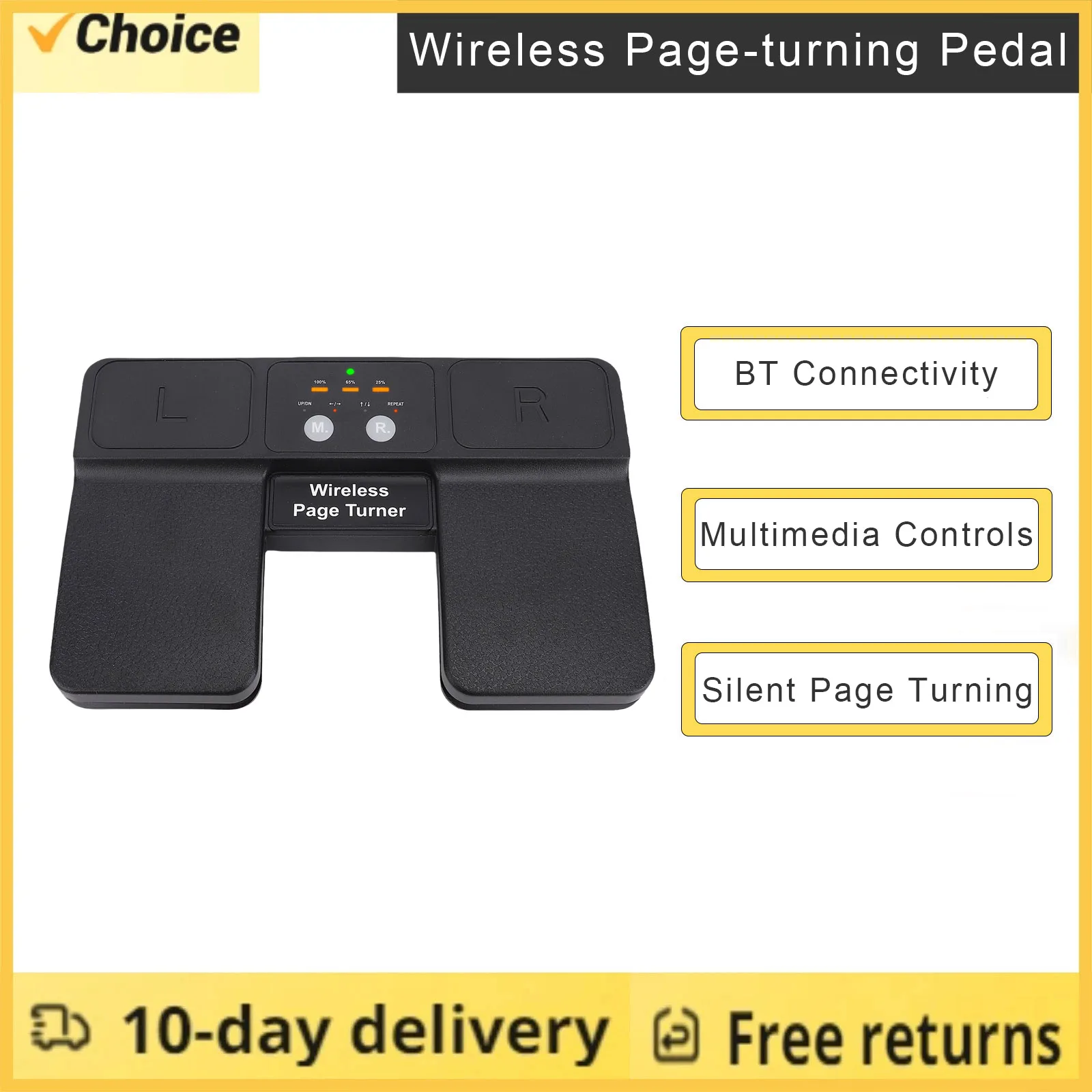 

Wireless Page Turner Pedal BT Portable Music Page Turner Silent Foot Page Turner Rechargeable Multimedia Remote Control Devices