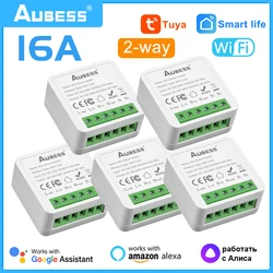 Wifi Tuya Smart Switch 16A 2-Way Control Mini Timer Wireless APP Remote Automation Modules Voice Control Alexa Alice Google Home