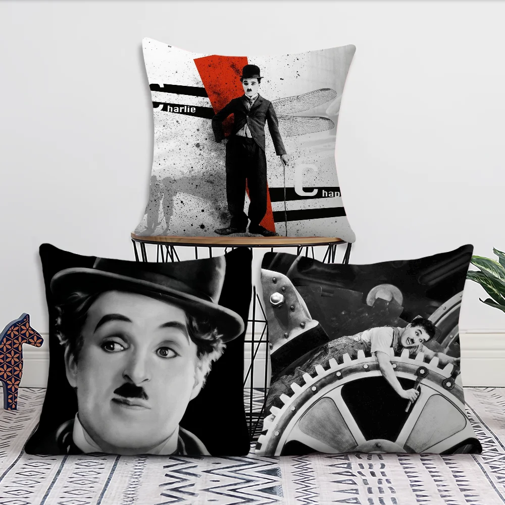 Funny Comedian Sofa Living Room Bedroom Headboard Backrest Cushion Square Cushion Nap Time C-Charlie C-Chaplin Pillow Case