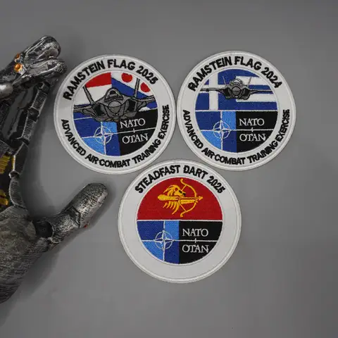 NATO RAMSTEIN FLAG,tactical embroidery patches,exquisite and high-quality,used for clothing,back with hooks or iron on