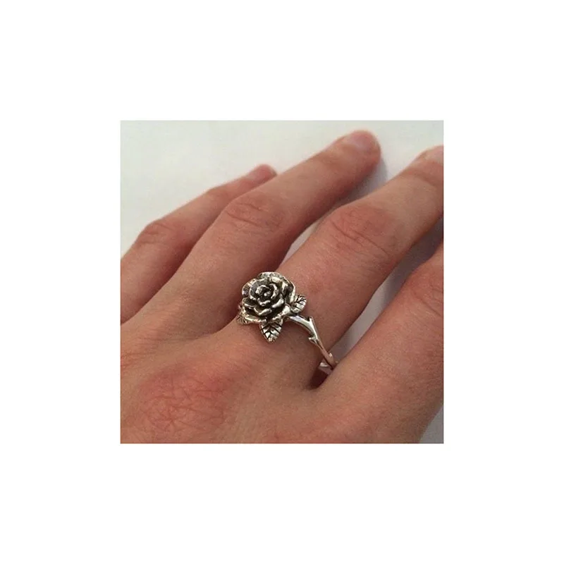 Vintage Rose Flower Rings for Women Wedding Jewelry Accessories Girl Gift Cute Women Rings Ornament Jewelry Wholesale