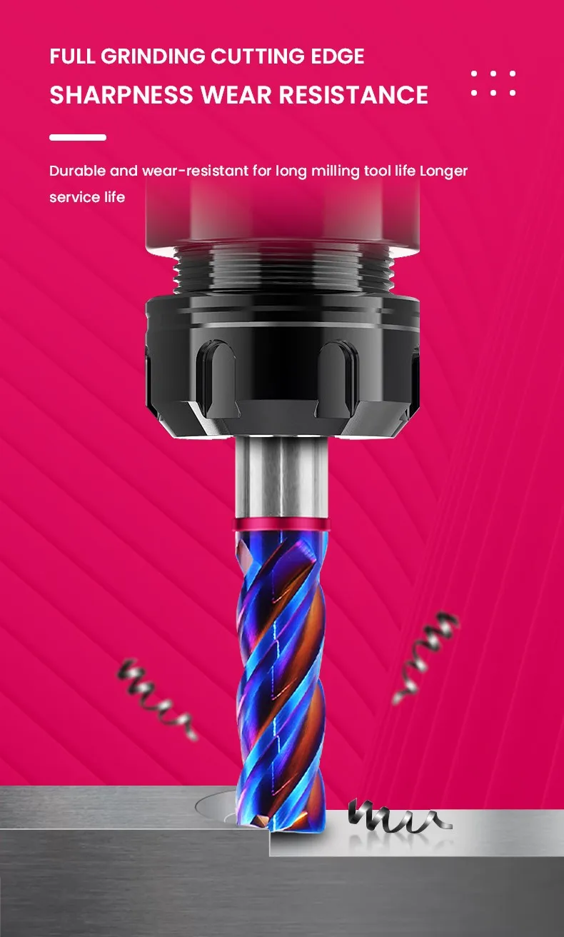 Shazam TGP-HRC70 4f farb kreis flach fräser wolfram stahl karbid blau beschichtung fräser für cnc mechanische fräser – Detail 9