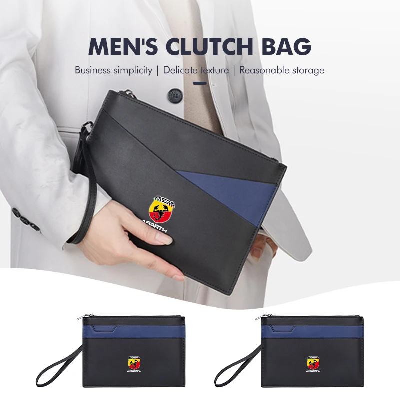 Bolso de mano de cuero para hombre, cartera para dinero, tarjetero para Abarth FIAT 500 Ducato Stilo Palio UNO Astra Bravo Tipo