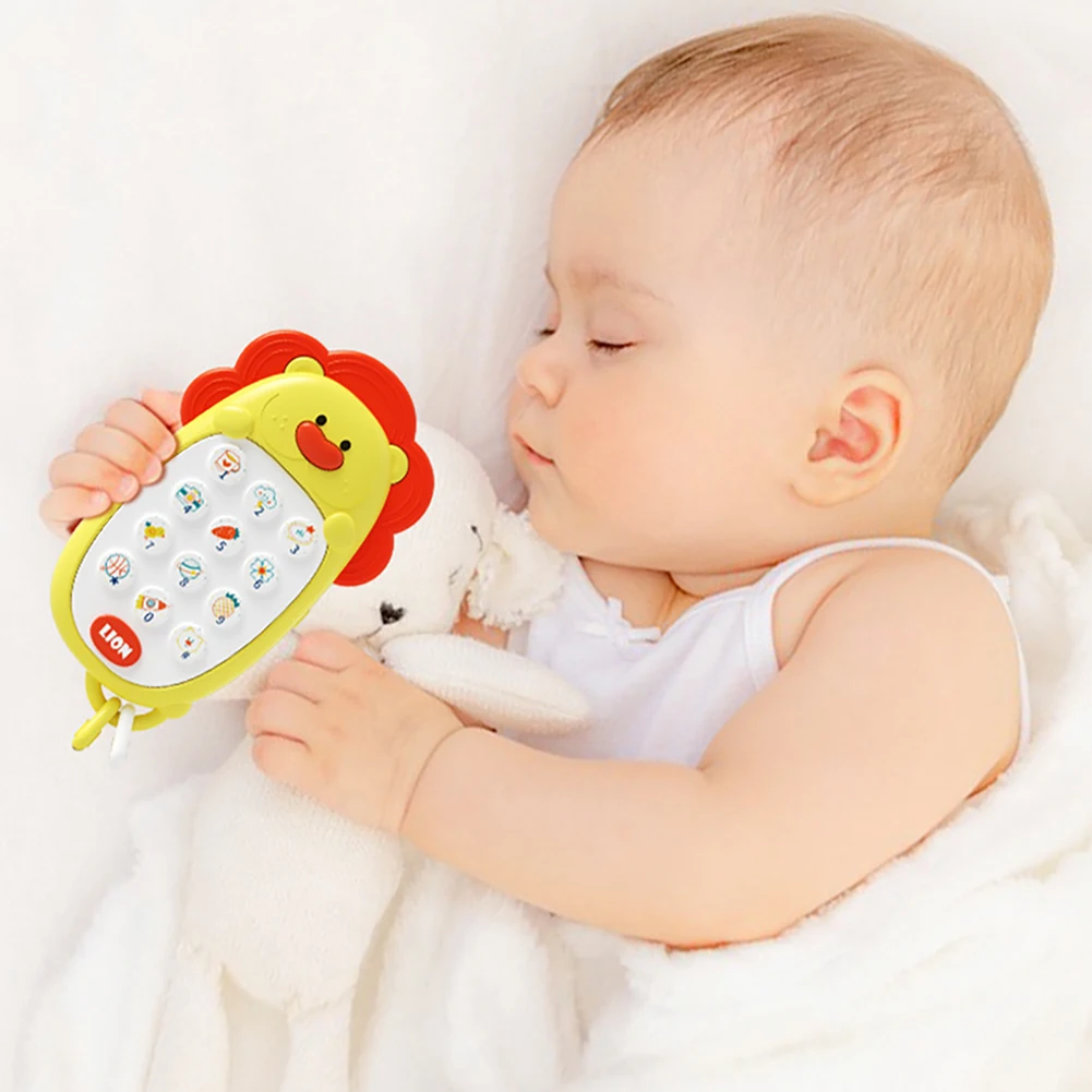 Children's Lion Toys Mobile Phones Baby Chewable Puzzle Multifunctional Music Phone Boys and Girls Without Battery