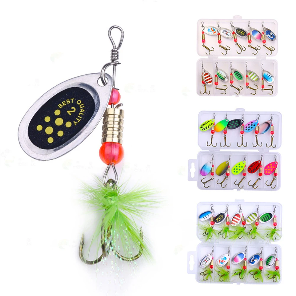 

10PCS Spinner Bait Fishing Lure Spoon Feather Saltwater Lure Accessories Treble Hook Metal Hard Lure Wobblers Tackle