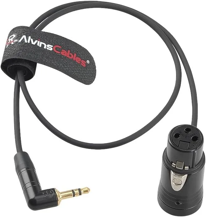 Alvin's Cables Low Profile XLR 3 Pin Female 3.5mm TRS RA Unbalanced Audio Cable for Sony Sennheiser Rode Wireless 50cm 19.68inch