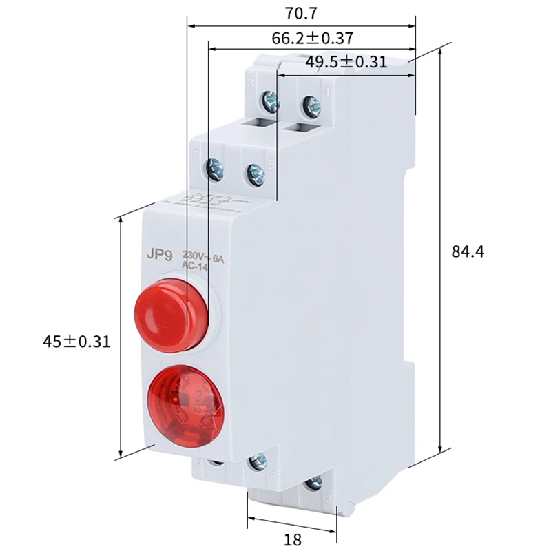 단추 자체 리셋 딘 레일 유형 전원 스위치 모듈러, LED 파일럿 조명 램프, DC, AC220 V, 110V, 24V, 적색, 녹색