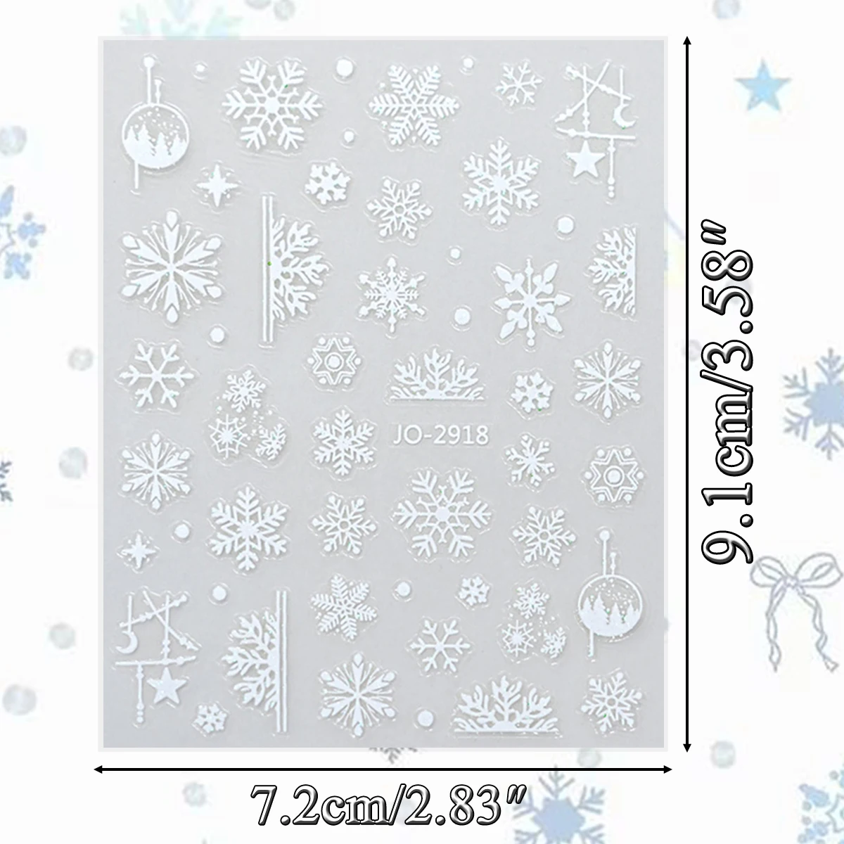 3/6/12 ورقة الأبيض ندفة الثلج مسمار الفن ملصقات مجموعة الشتاء عيد الميلاد الثلوج ذاتية اللصق مسمار الشارات عطلة DIY مسمار الزينة #3