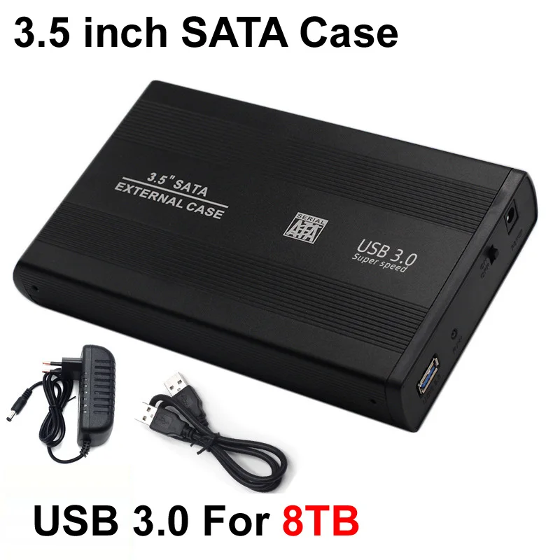 

Aluminum Caddy 3.5 inch USB 3.0 to SATA Port SSD Hard Disk Drive Enclosure 480Mbps HDD Case External Box Case +dc 12V 2A Power F