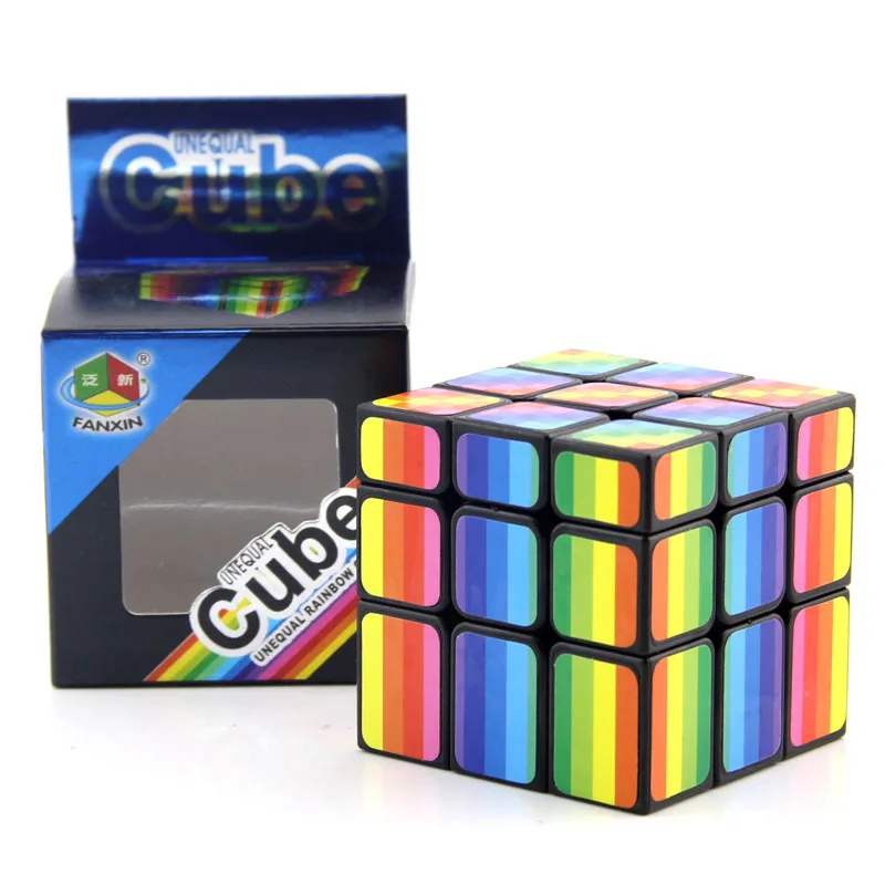 FanXin Rainbow Color Stricker Mirror 3x3 Cube 3x3 Velocidade profissional Magia Quebra-cabeça Twisty Brain Brinquedos educativos Fidget Cube