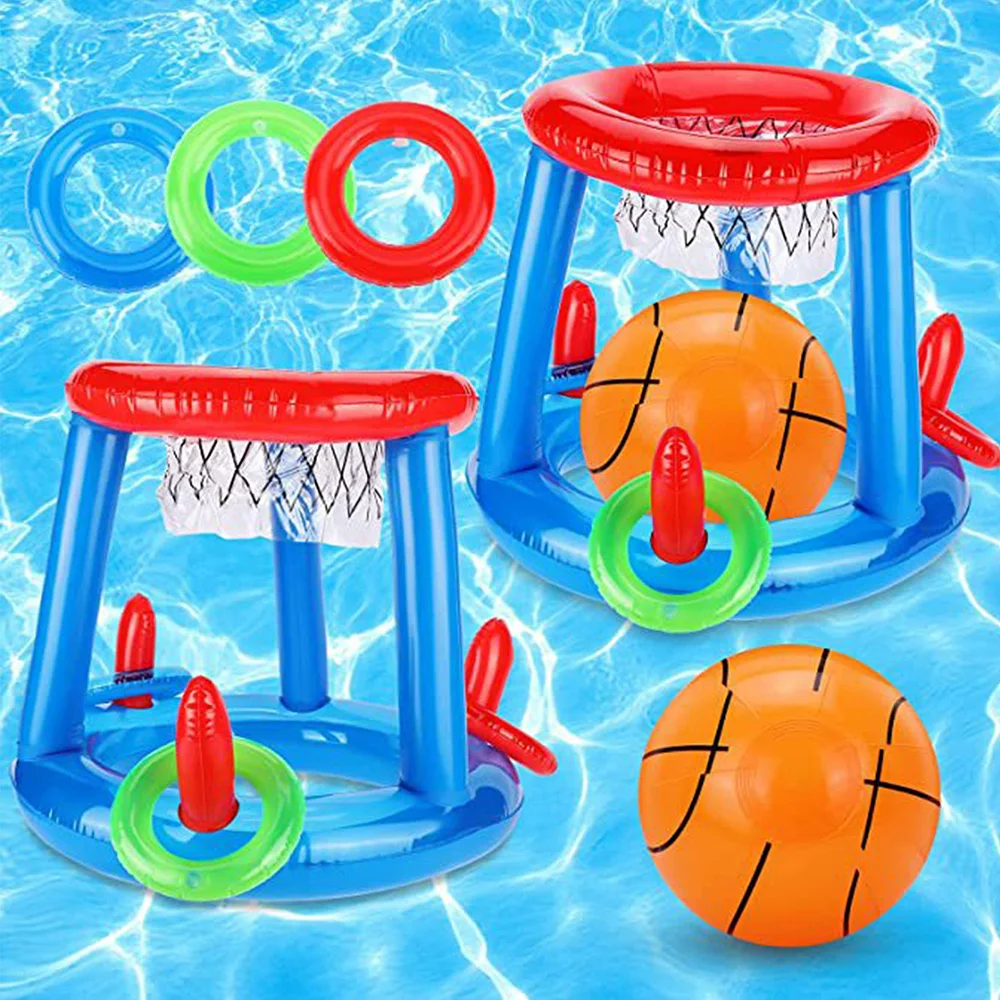 Piscina Basketball Hoop Set Inflável Floating Hoops com Ball Rings para Crianças Adolescentes Adultos Perfect Competitive Water Play