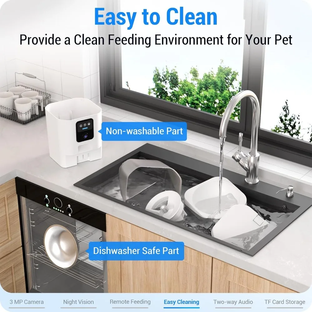 Automatic Cat Feeder with 2K Camera: 5G WiFi Automatic Dog Feeder with Night Vision,Cat Food Dispenser with 7L Large Food Storag - Image 5