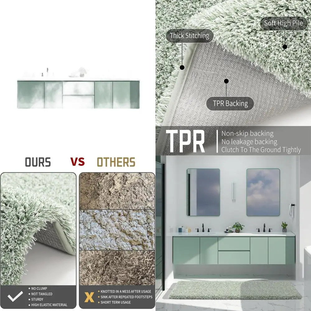 

Luxurious Fluffy Bath Mats, Non-Slip, Water-Absorbent Microfiber, Machine Washable, Plush Shower Runner Rugs, Thick Mats for Bat