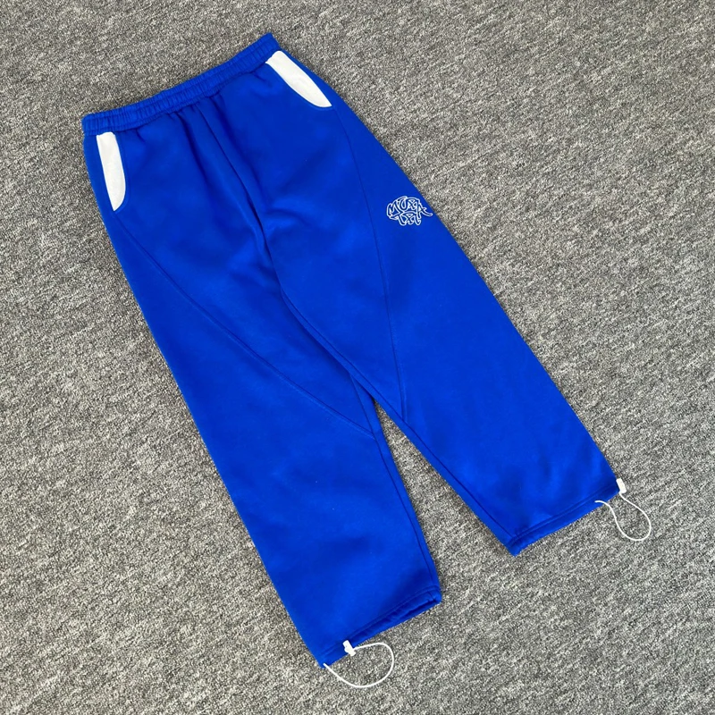 

Новые модные синие спортивные штаны Mertra для мужчин и женщин с вышитым логотипом, цветные брюки, осенние универсальные повседневные брюки