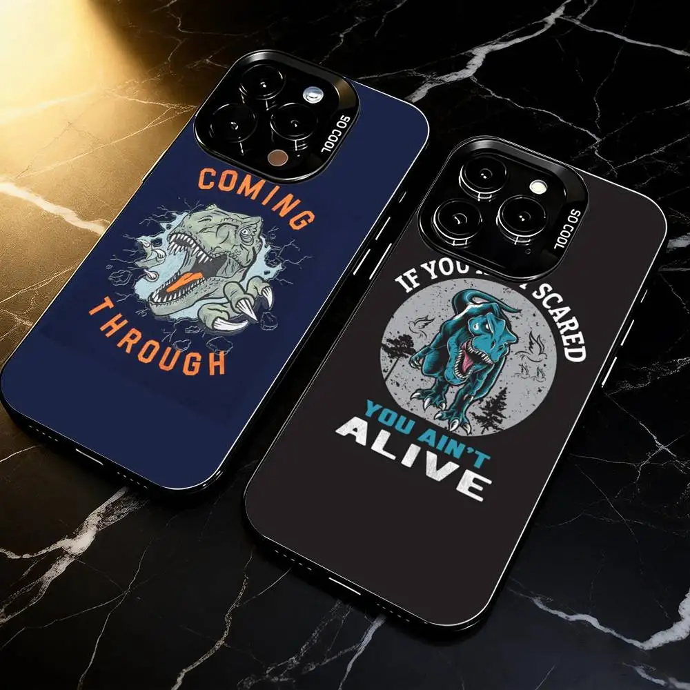 

Jurassic Dinosaur pattern Phone Case For iPhone 17,16,15,14,13,12,11 Plus,Pro Max,XS,Colorful Silver Black Cover