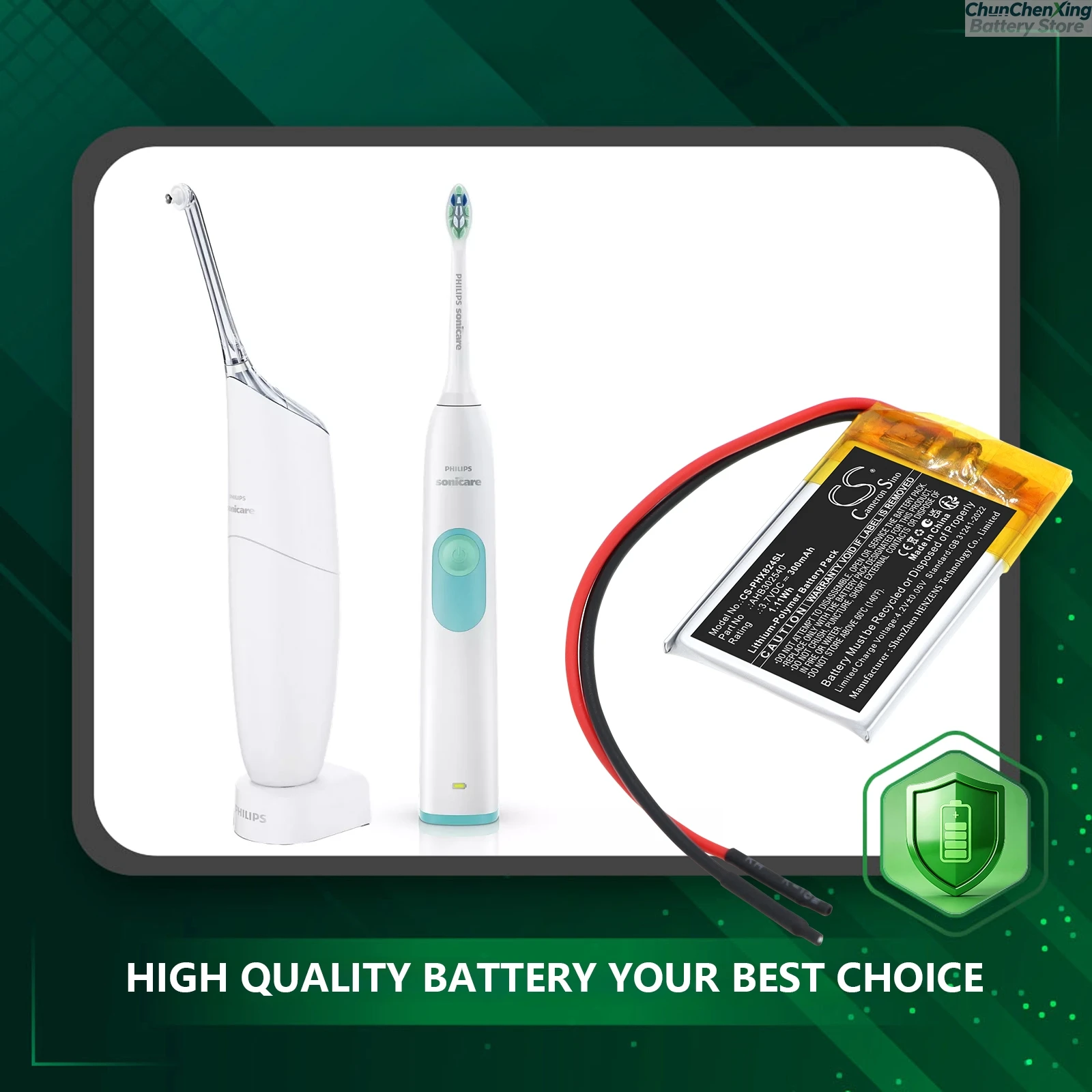 3.7V 300mAh Replacement Toothbrush Battery for Philips AHB302540 HX8100 HX8110 HX8111 HX8120 HX8130 HX8140 HX8200 HX8210 HX8211