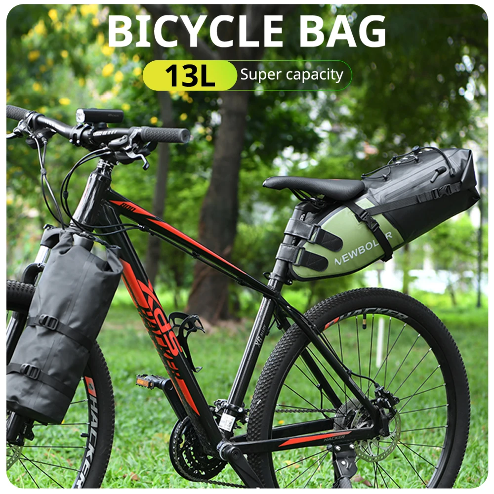 NEWBOLER Fahrrad-Satteltaschen-Stabilisator-Set, wasserdicht, 13 l, großes Fassungsvermögen, stabiler für MTB, Rennrad, passend für Wasserflaschenhalter – Detail 6