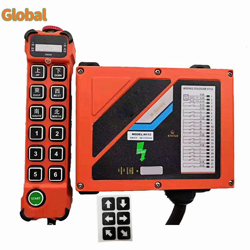 Henjel H212 double speed 12 buttons Industrial Wireless Radio Crane Remote Control switches overhead bridge Crane Controller